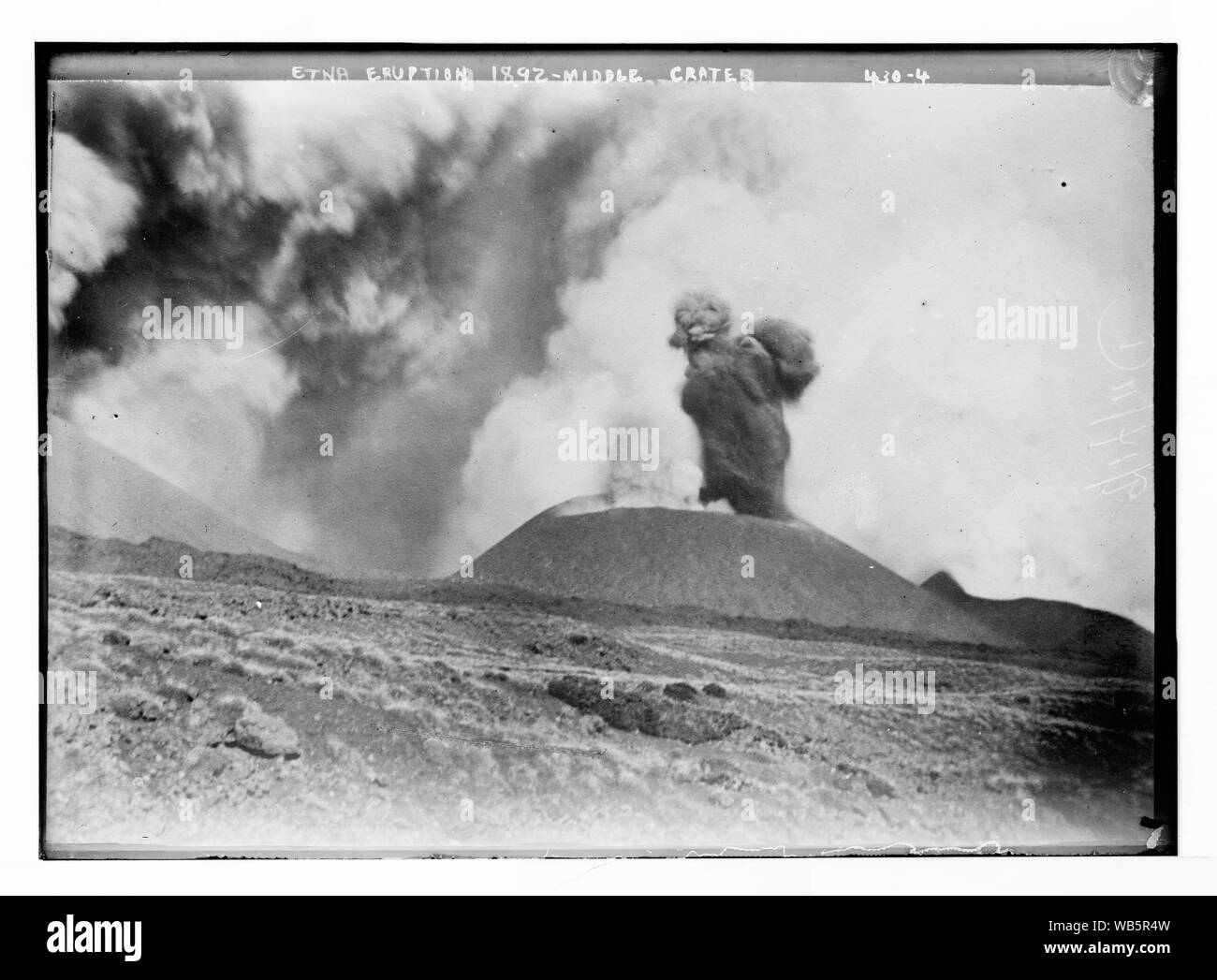 Etna in eruzione 1892 - cratere centrale Abstract/medio: 1, negativo : vetro ; 5 x 7 in. o inferiore. Foto Stock