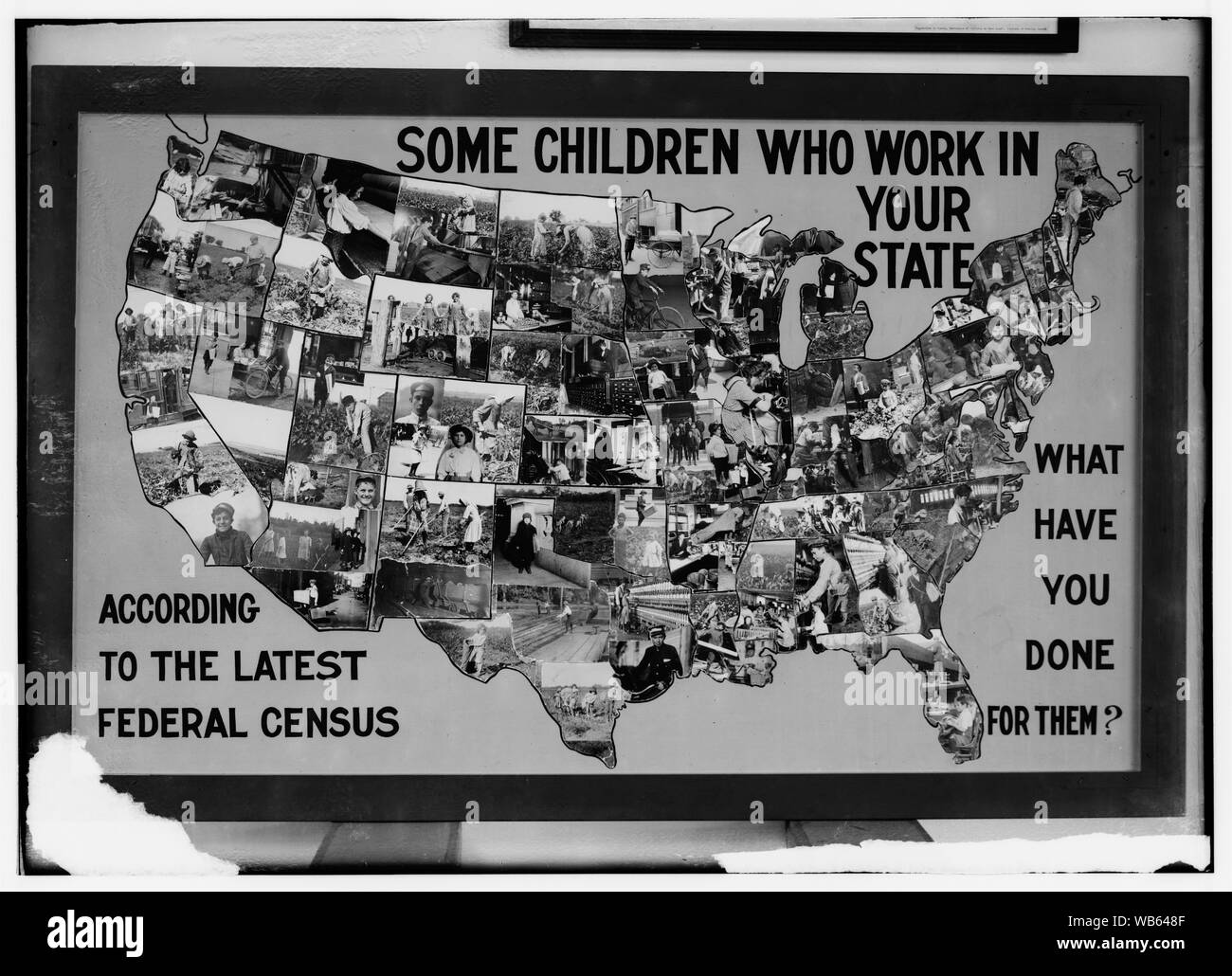 Mostra pannello. Abstract: Fotografie dal record della Nazionale di Lavoro Minorile Comitato (USA) Foto Stock