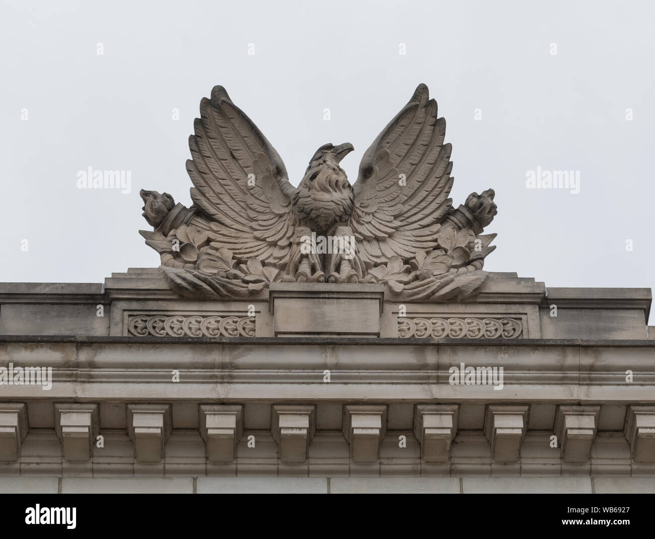 Esterno eagle, Edificio Federale degli Stati Uniti e Courthouse, Eau Claire, Wisconsin Foto Stock