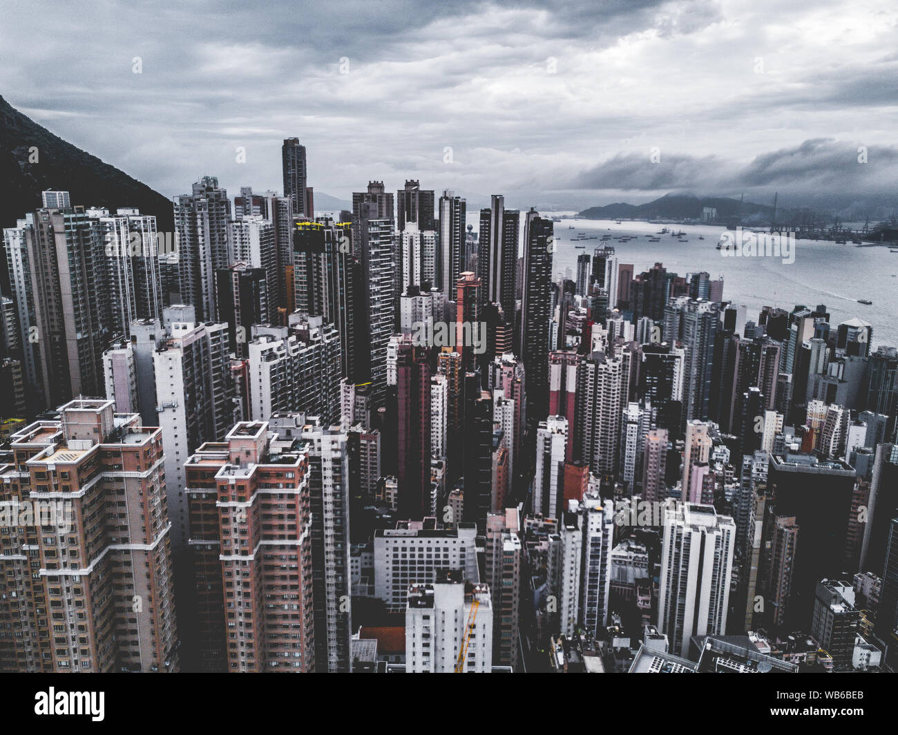 Della città di Hong Kong dal di sopra, antenne viste della città Foto Stock