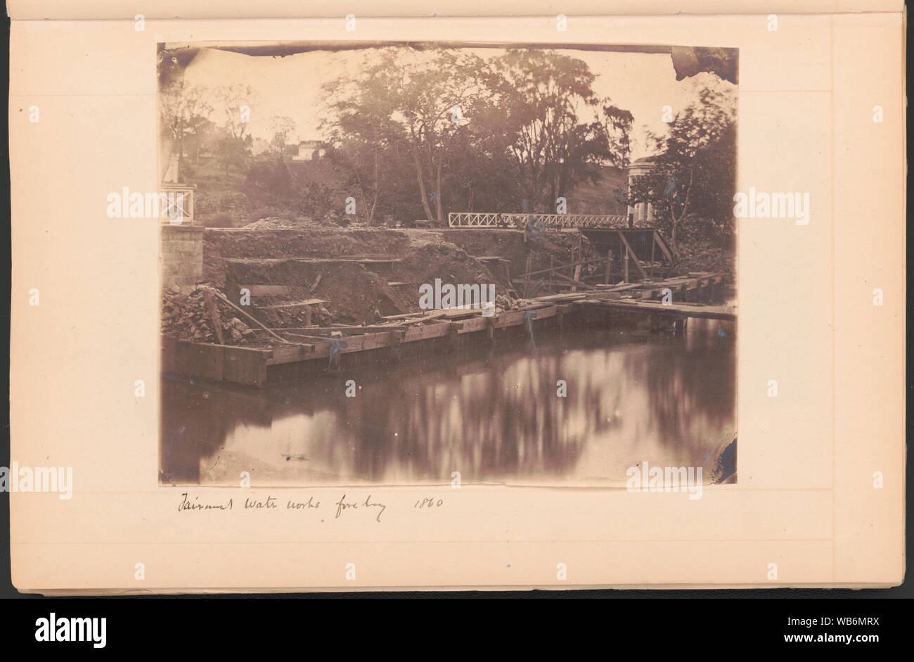 Fairmount opere idriche forebay 1860 Abstract/medio: 1 fotografia : salati stampa carta e grafite ; foglio 16 x 20 cm, pagina 20 x 31 cm. Foto Stock