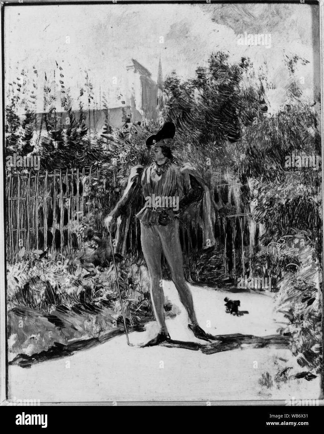 Eduardo Zamacois y Zabala - Uomo nel sedicesimo secolo costume in un giardino Foto Stock