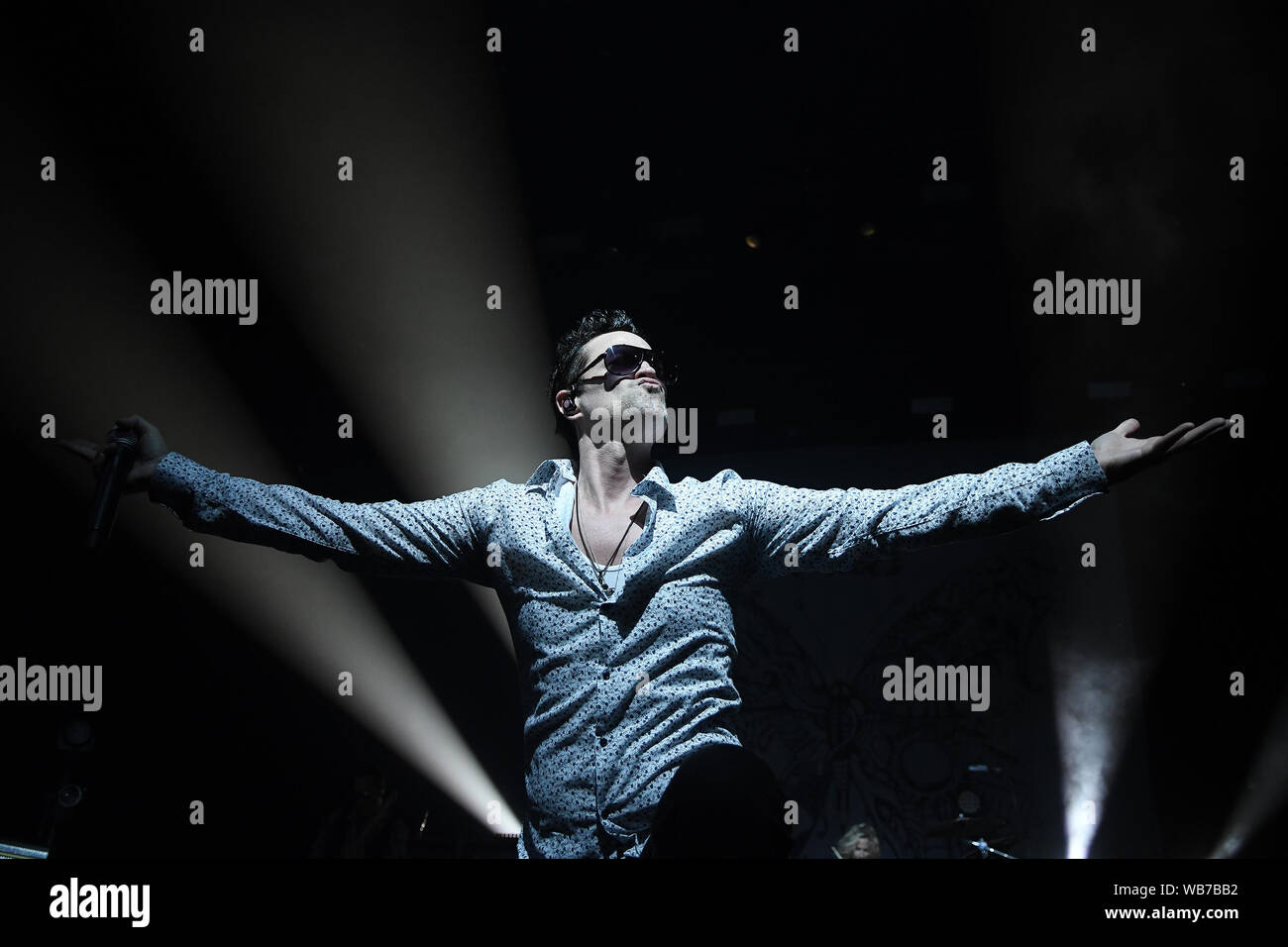 Rio de Janeiro, 15 febbraio 2019. Il cantante Jeff Gutt della band Stone Temple Pilots, durante la mostra al Km de Vantagens Hall nella città di Rio de Janei Foto Stock