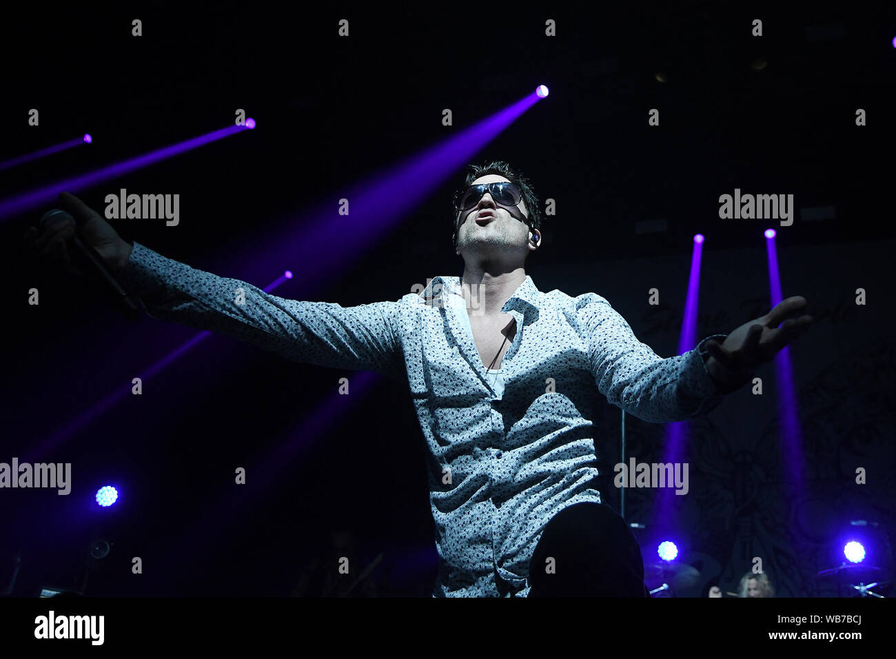 Rio de Janeiro, 15 febbraio 2019. Il cantante Jeff Gutt della band Stone Temple Pilots, durante la mostra al Km de Vantagens Hall nella città di Rio de Janei Foto Stock