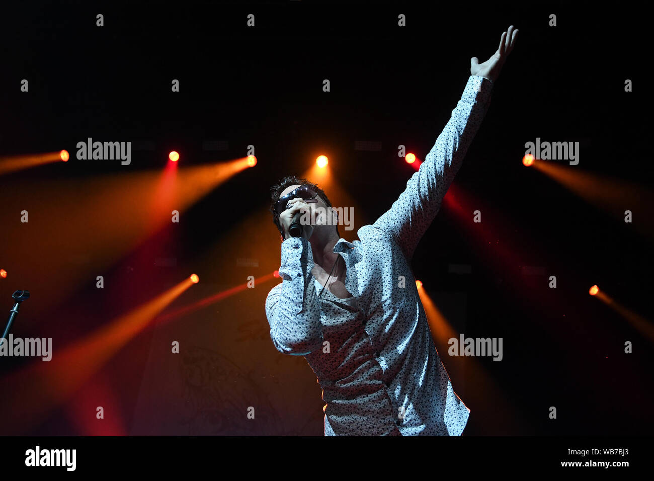 Rio de Janeiro, 15 febbraio 2019. Il cantante Jeff Gutt della band Stone Temple Pilots, durante la mostra al Km de Vantagens Hall nella città di Rio de Janei Foto Stock