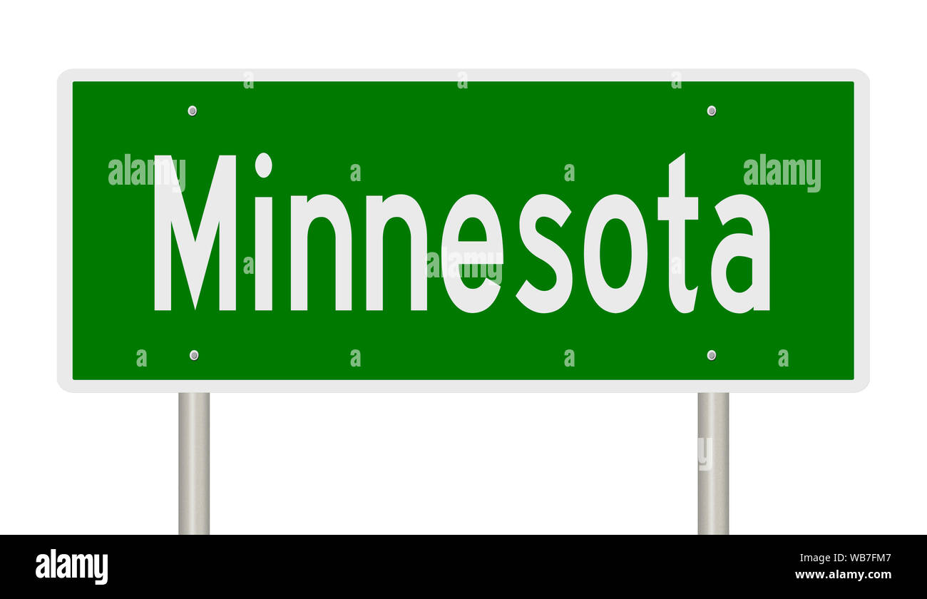 Il rendering di un verde autostrada segno per Minnesota Foto Stock
