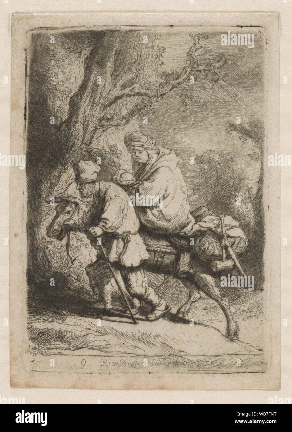 Fuga in Egitto] / Rembrandt Abstract/medio: 1 stampa : incisione ; 9.7 x 7.0 cm Foto Stock