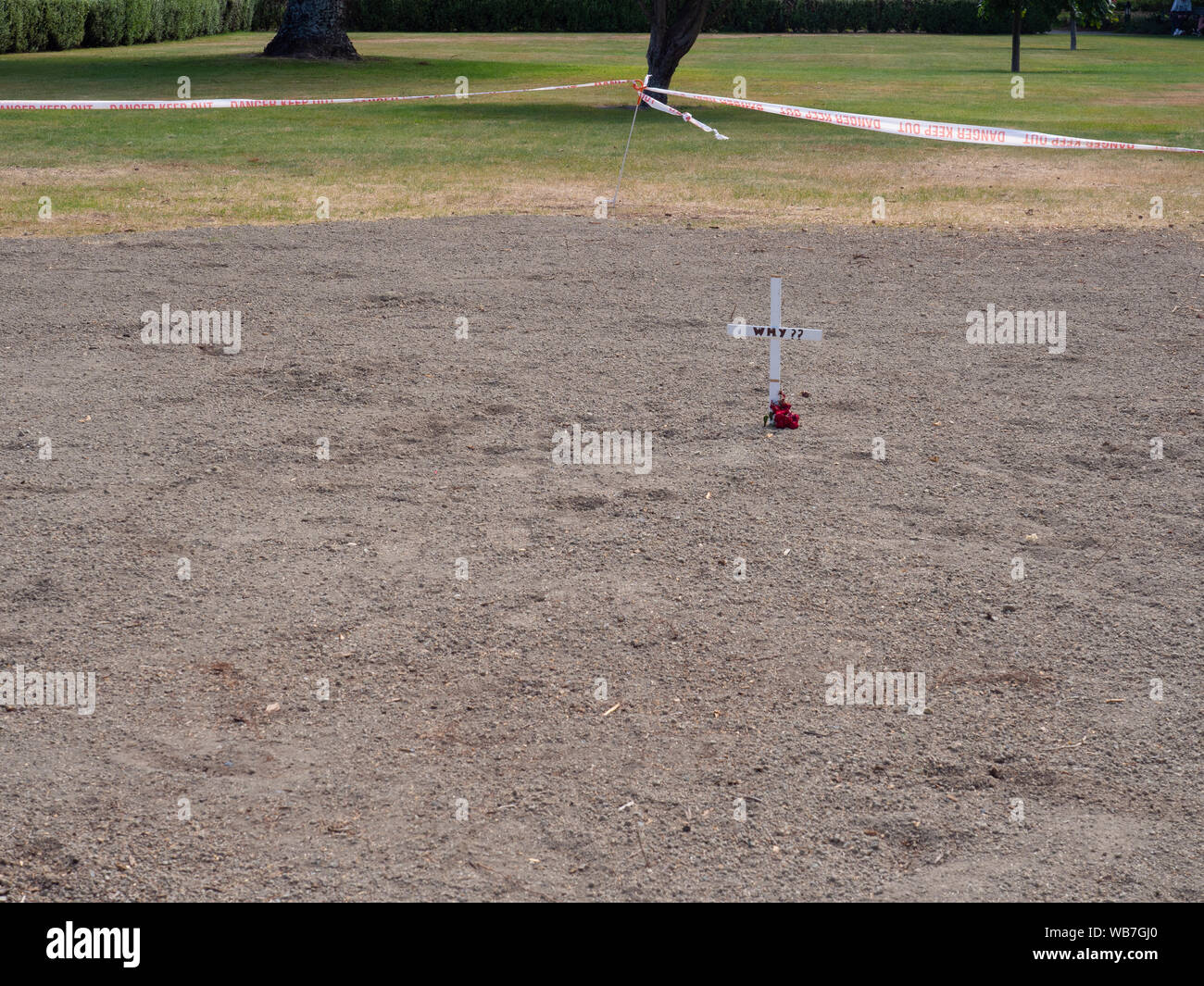 Croce nella sporcizia In Mitchell Park in Lower Hutt Foto Stock