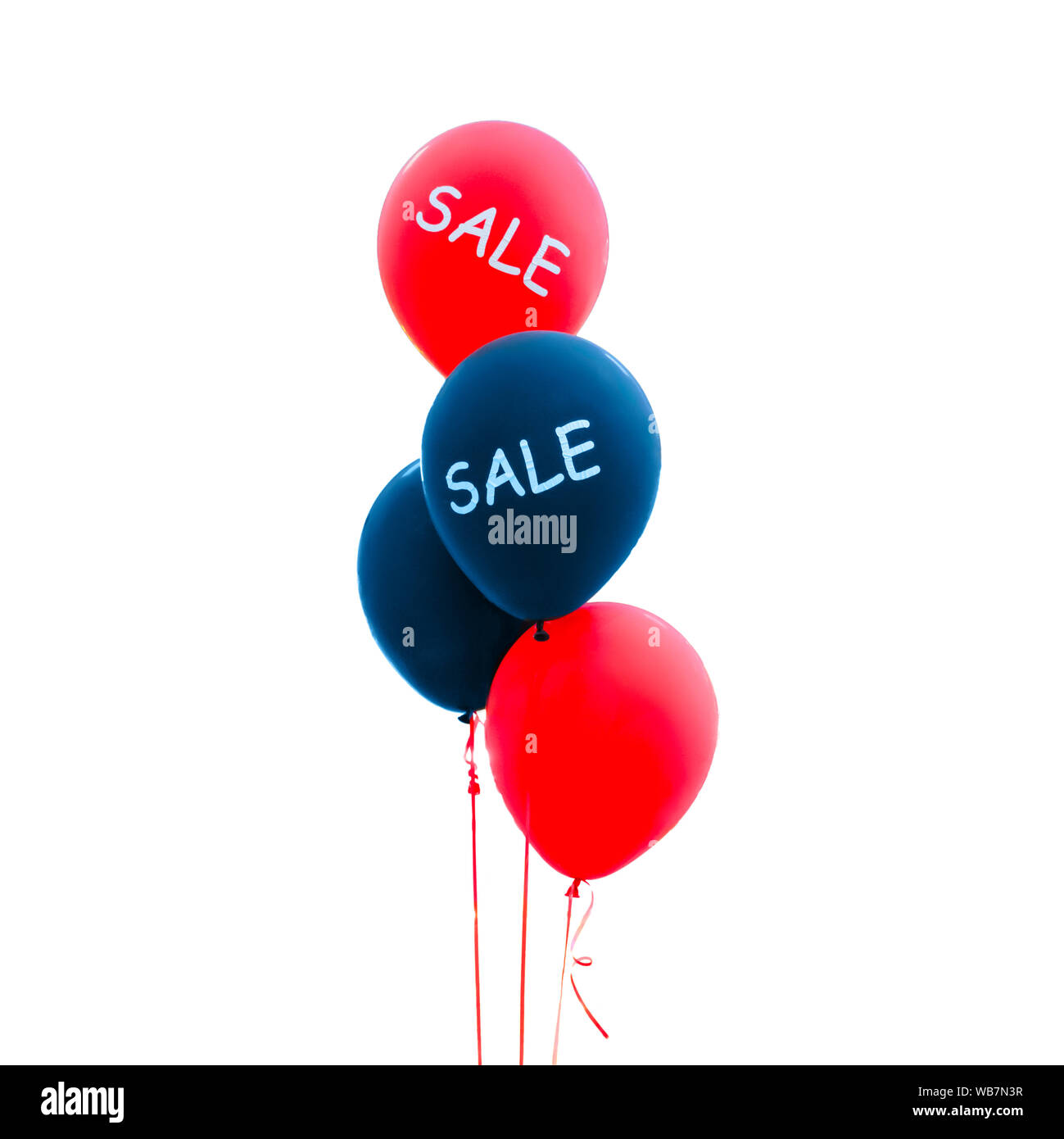 Un rosso e nero a palloncino con il segno vendita lettere in bianco la vendita su un ballon, summer sales, grande magazzino, vetrina, manichino, illuminate shop wi Foto Stock