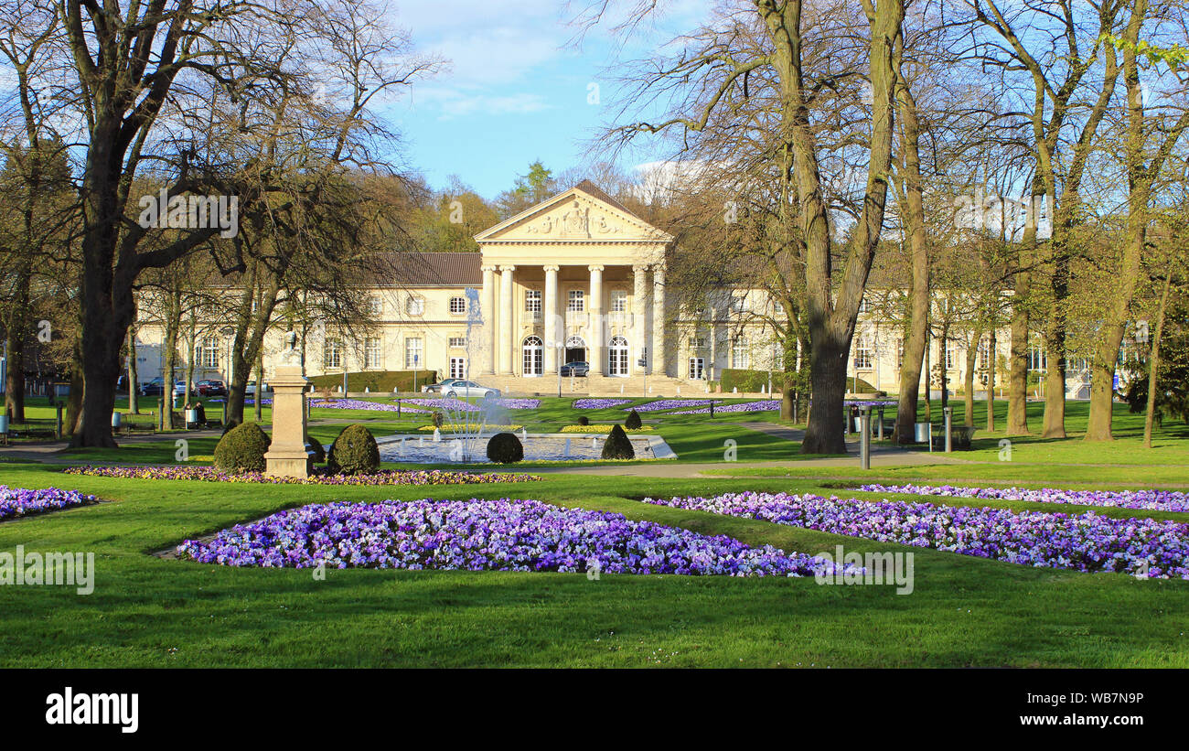 Fiori di Primavera in Aachen nel parco termale vicino Casinò Foto Stock