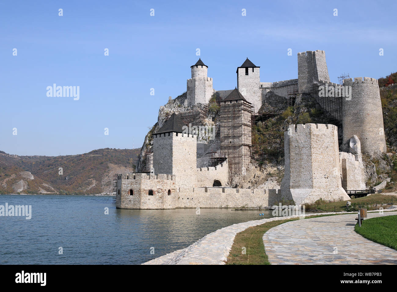 Golubac fortezza sul fiume Danubio landmark Serbia Foto Stock