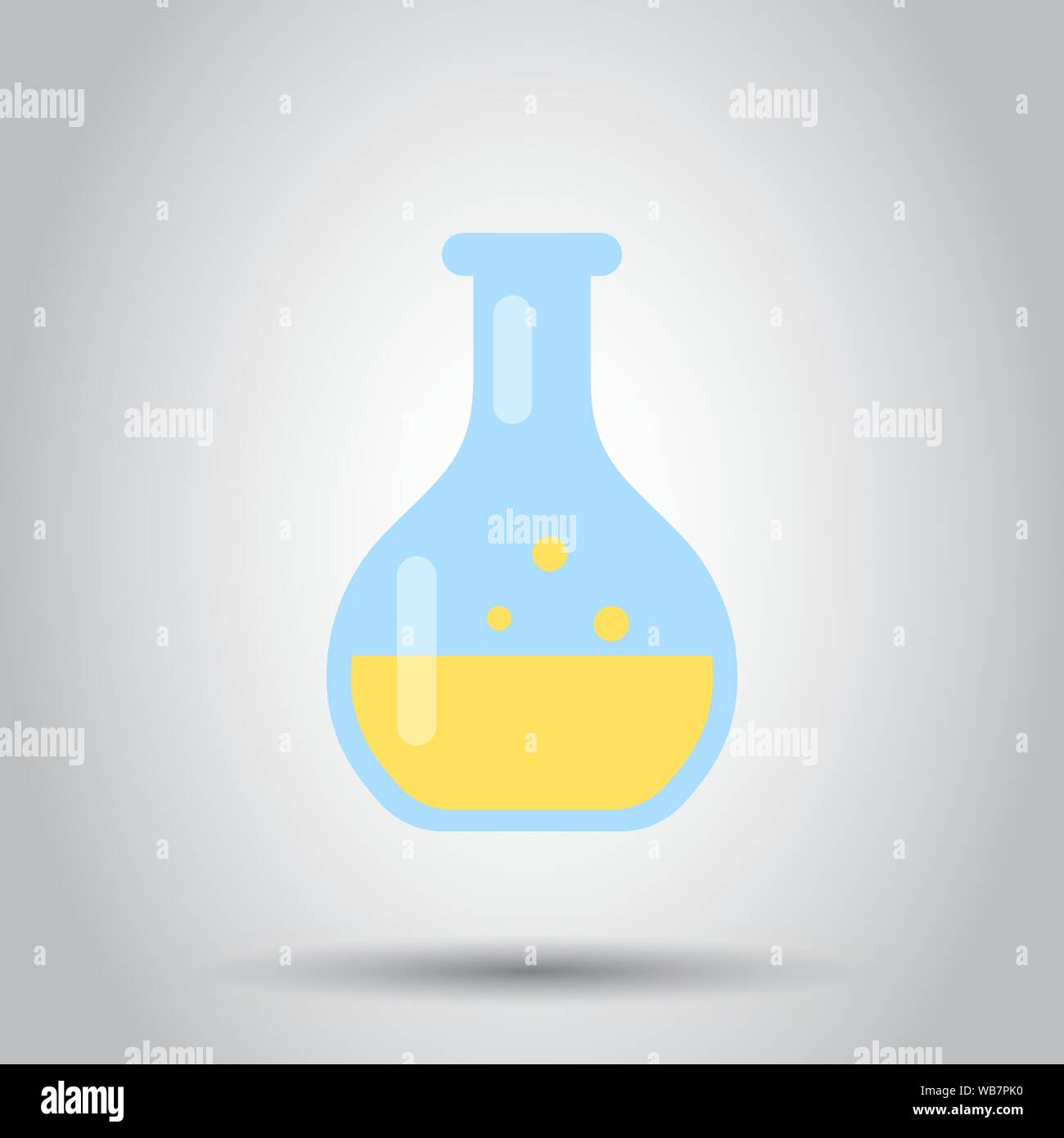 Bicchieri di chimica segno icona in stile appartamento. Pallone provetta illustrazione vettoriale su sfondo isolato. Alchimia concetto aziendale. Illustrazione Vettoriale