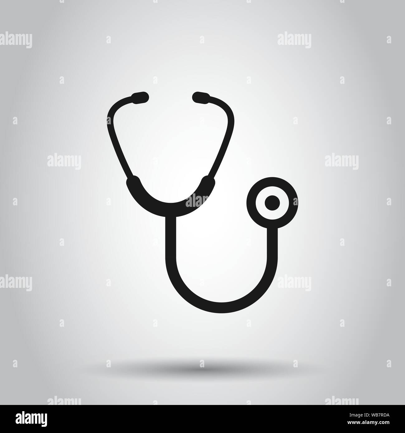 Segno di uno stetoscopio icona in stile appartamento. Medico medico illustrazione vettoriale su sfondo isolato. Ospedale il concetto di business. Illustrazione Vettoriale