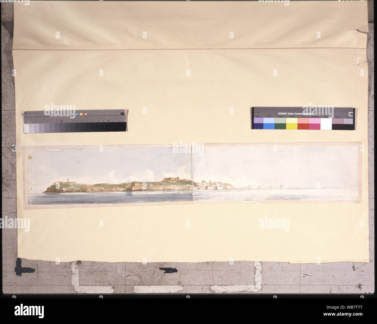 Le fortificazioni di Puerto Rico, vista ovest Abstract/medio: 1 disegno : acquarello. Foto Stock