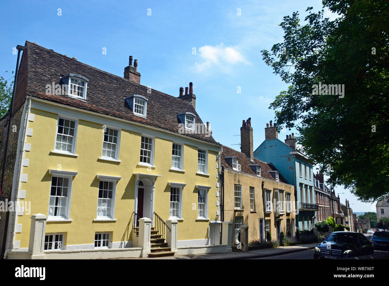 Georgian Town House di fronte alla Cattedrale di Lincoln City Centre, Lincolnshire, Regno Unito Foto Stock