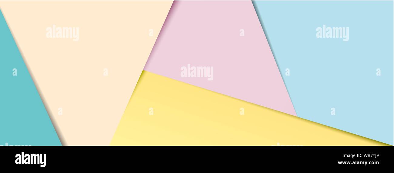 Un banner di strati di colore pastello carta nel popolare social media banner proporzioni. EPS10 formato vettoriale. Illustrazione Vettoriale