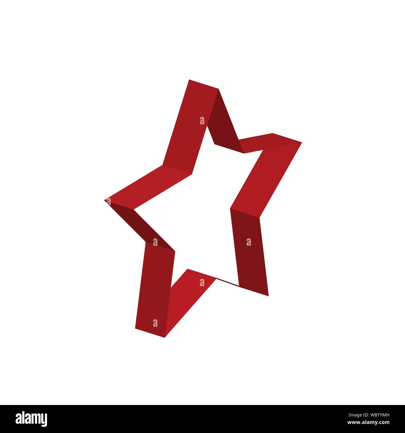 Volumetrico di stella a cinque punte isolati su sfondo bianco. EPS10 Illustrazione Vettoriale