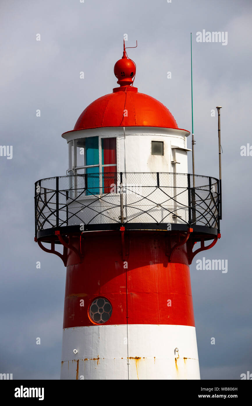 Mare del Nord dike a Westkapelle, Provincia di Zeeland, penisola di Walcheren, Paesi Bassi, Westkapelle Laag faro, Foto Stock