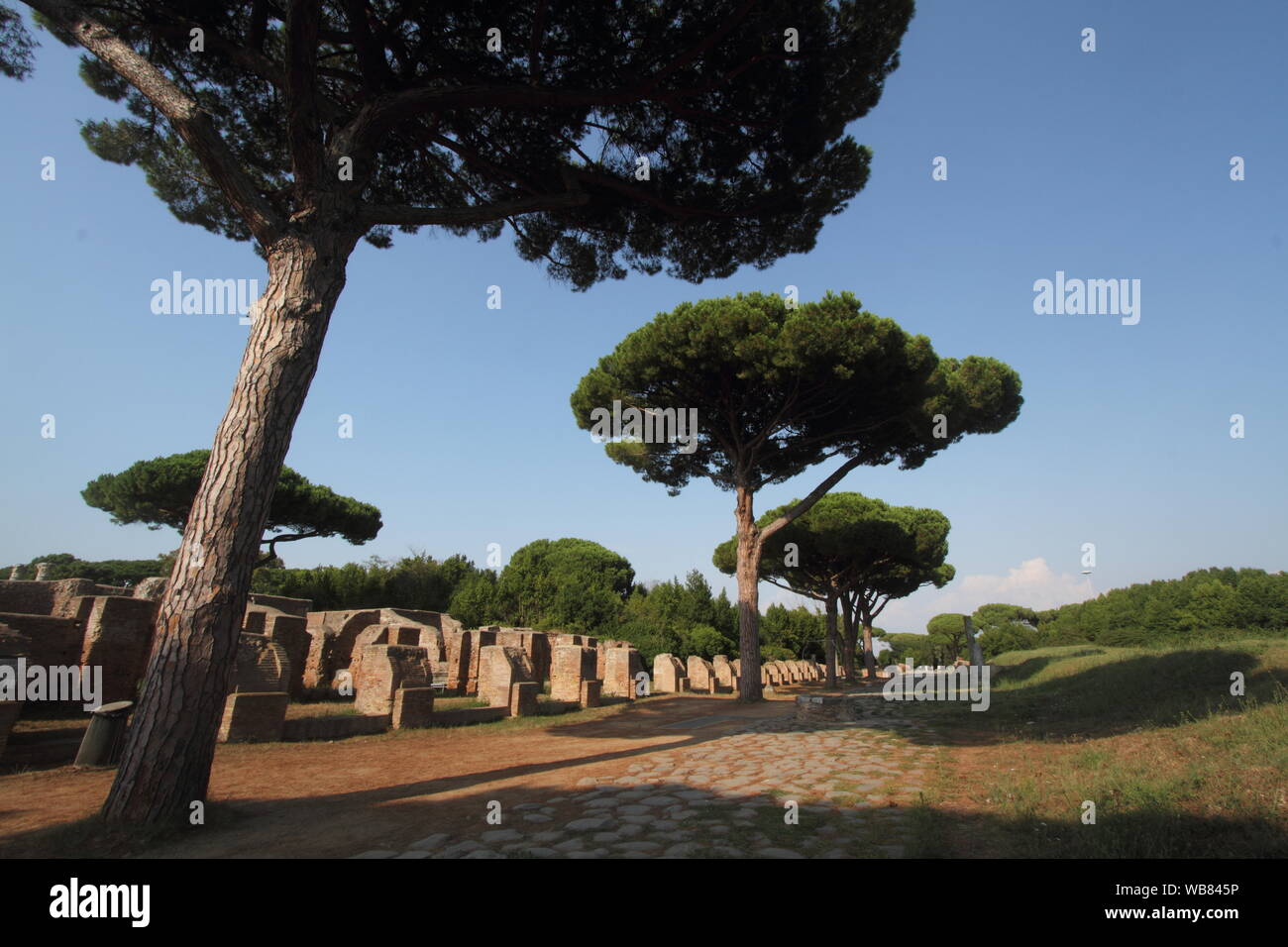 Roma, Italia - 25 agosto 2019: Il sito archeologico di Ostia Antica Foto Stock