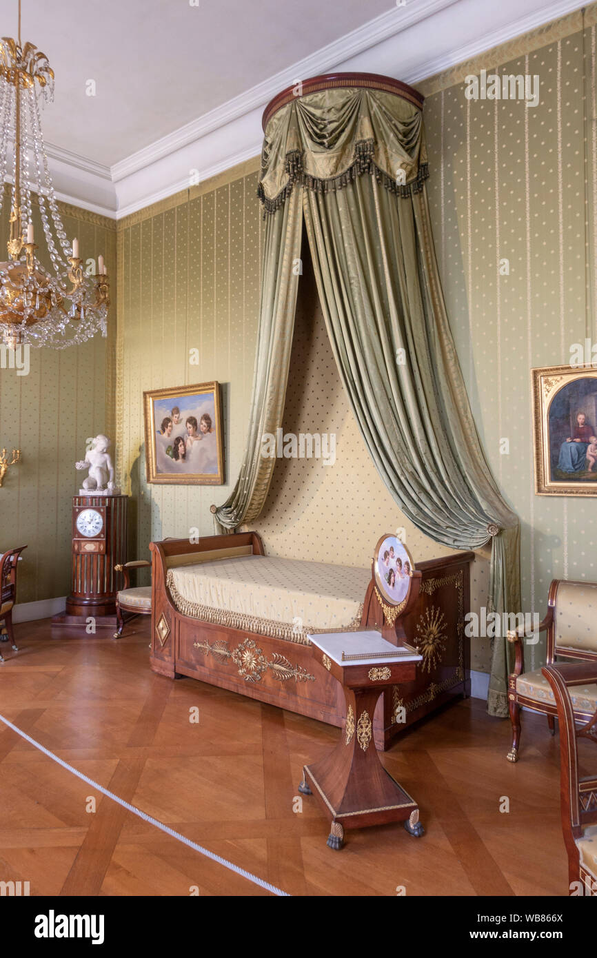 Mobili da camera da letto nella Corte Giardino Camere e camere di Charlotte, Monaco di Baviera Residenz di Monaco di Baviera, Germania. Foto Stock