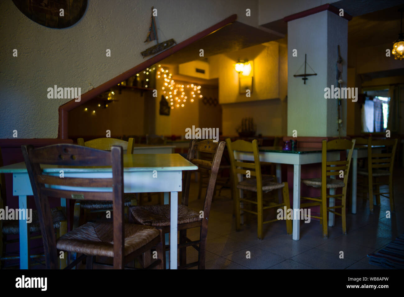 Taverna Greca interno, Atene Grecia Foto Stock