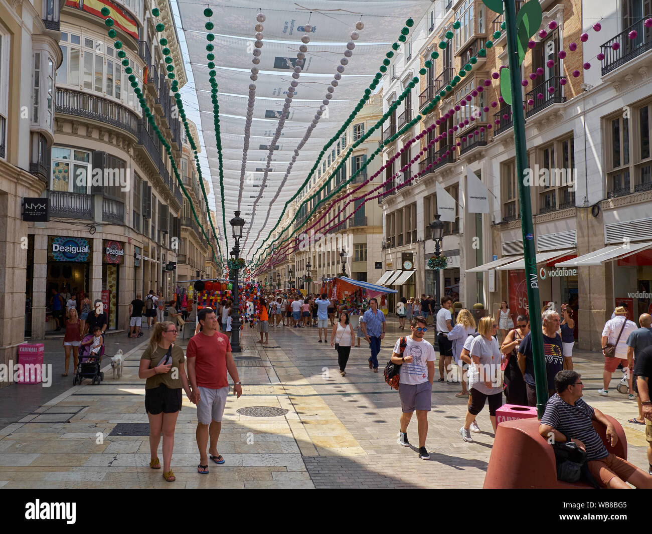 Calle Larios. Fiera di Málaga 2019. Andalusia, Spagna. Foto Stock