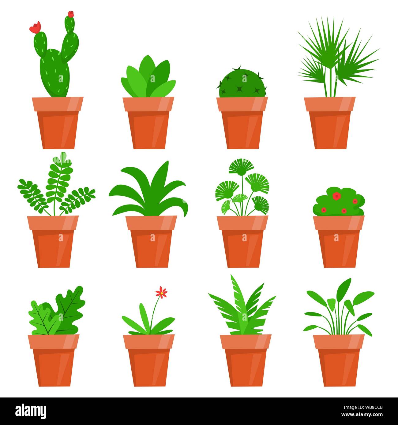 Vasi di piante e fiori. Carino per piante da interni in stile appartamento. Illustrazione Vettoriale Illustrazione Vettoriale