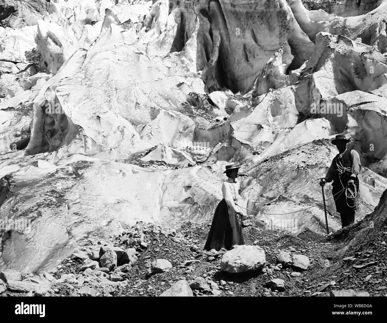 Il ghiacciaio superiore, Grindelwald, Svizzera, PERIODO VITTORIANO Foto Stock