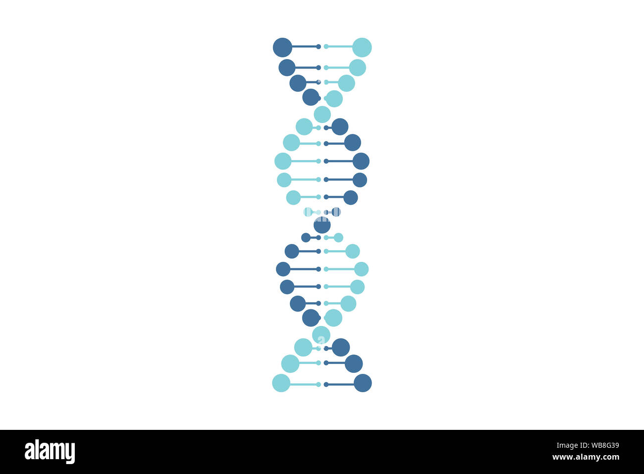Il vettore di DNA linea blu sullo sfondo bianco Foto Stock