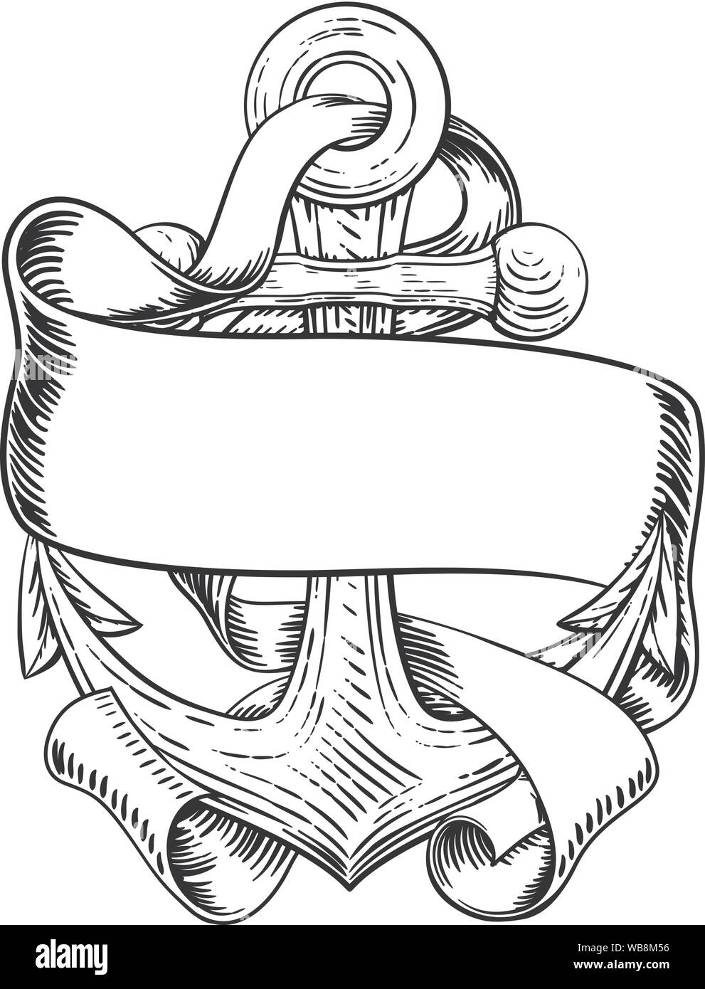 Elemento di ancoraggio dal battello o nave tatuaggio disegno Illustrazione Vettoriale