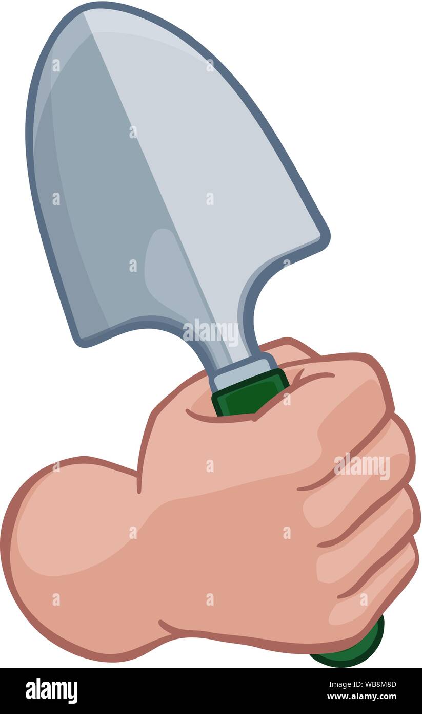 Giardiniere agricoltore pugno a mano azienda vanga Cartoon Illustrazione Vettoriale