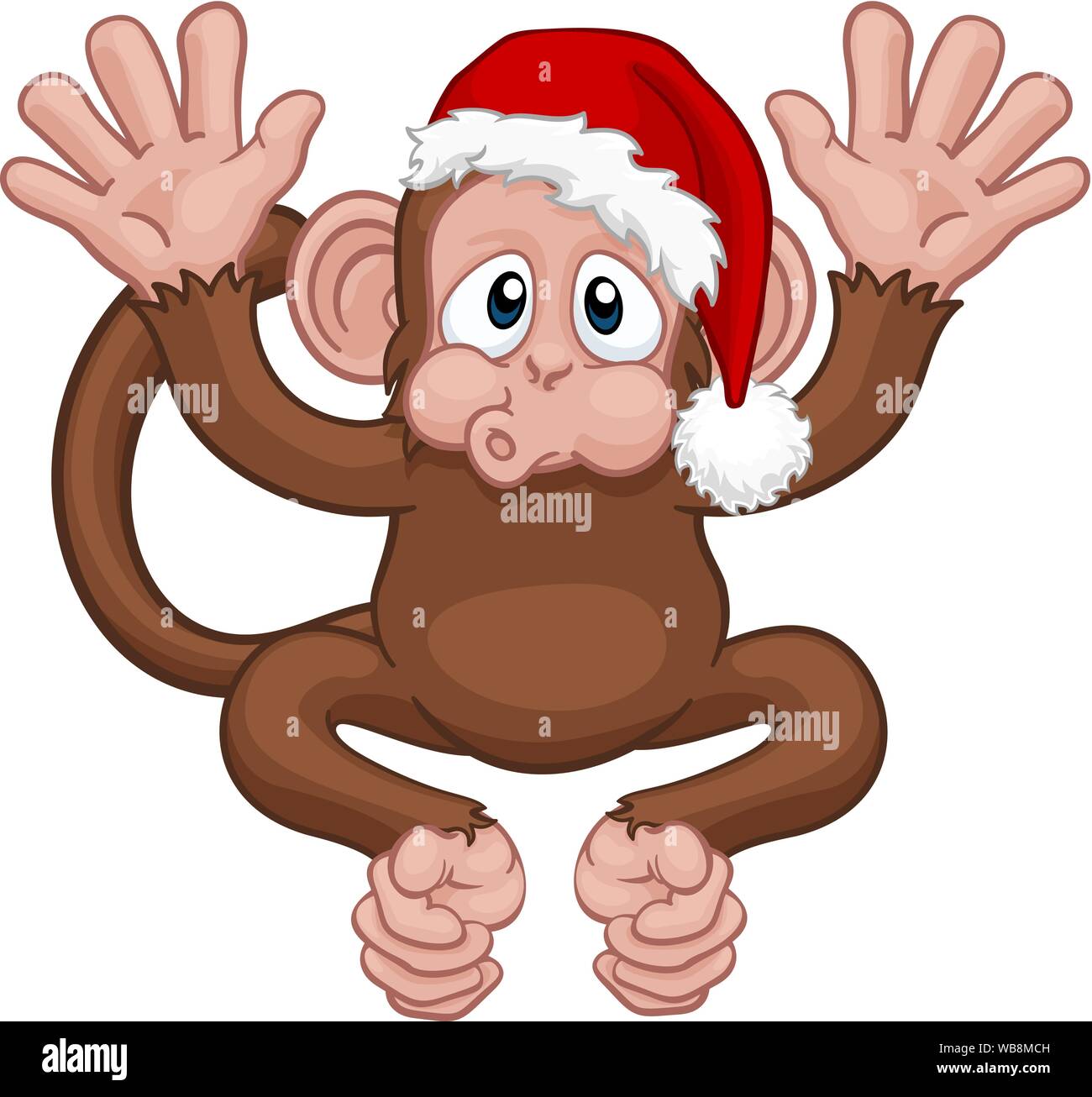 Santa Hat Natale Monkey personaggio dei fumetti Illustrazione Vettoriale