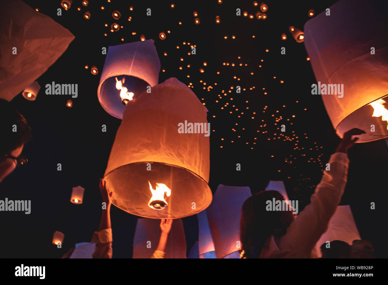 Lanterns festival, Yee Peng e Loy Khratong in Chiang Mai in Thailandia Foto Stock