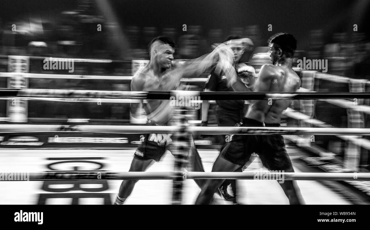 Muay Thai scontri a Bangkok in Tailandia Foto Stock