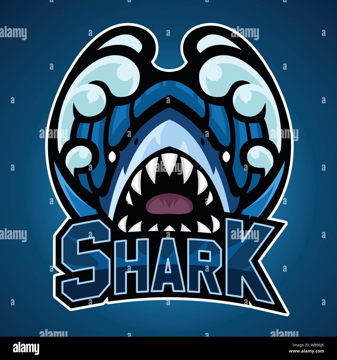 Shark, mascotte logo, illustrazione vettoriale. Illustrazione Vettoriale