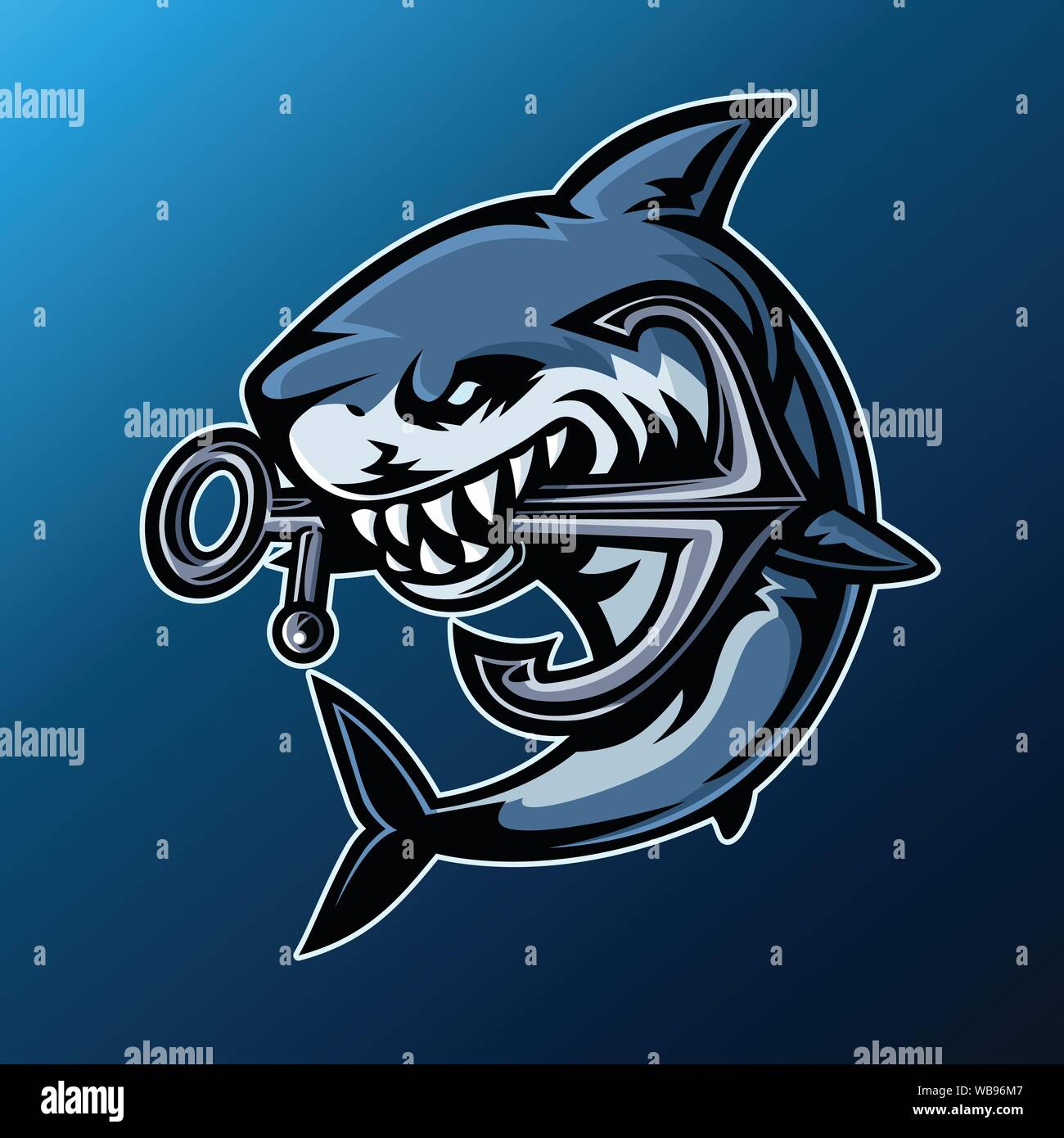 Shark, mascotte logo, illustrazione vettoriale. Illustrazione Vettoriale