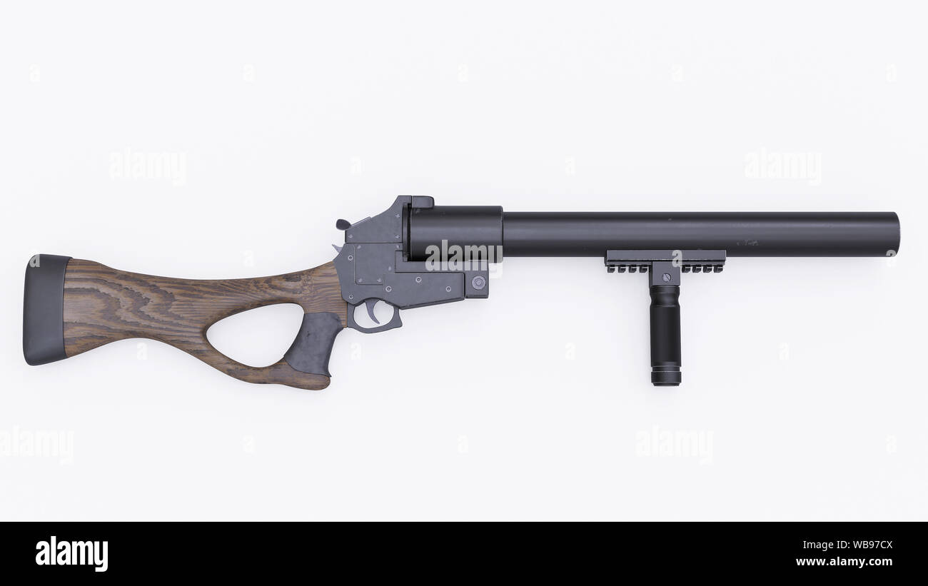 Antisommossa lanciagranate isolato su uno sfondo bianco. - 3D illustrazione Foto Stock