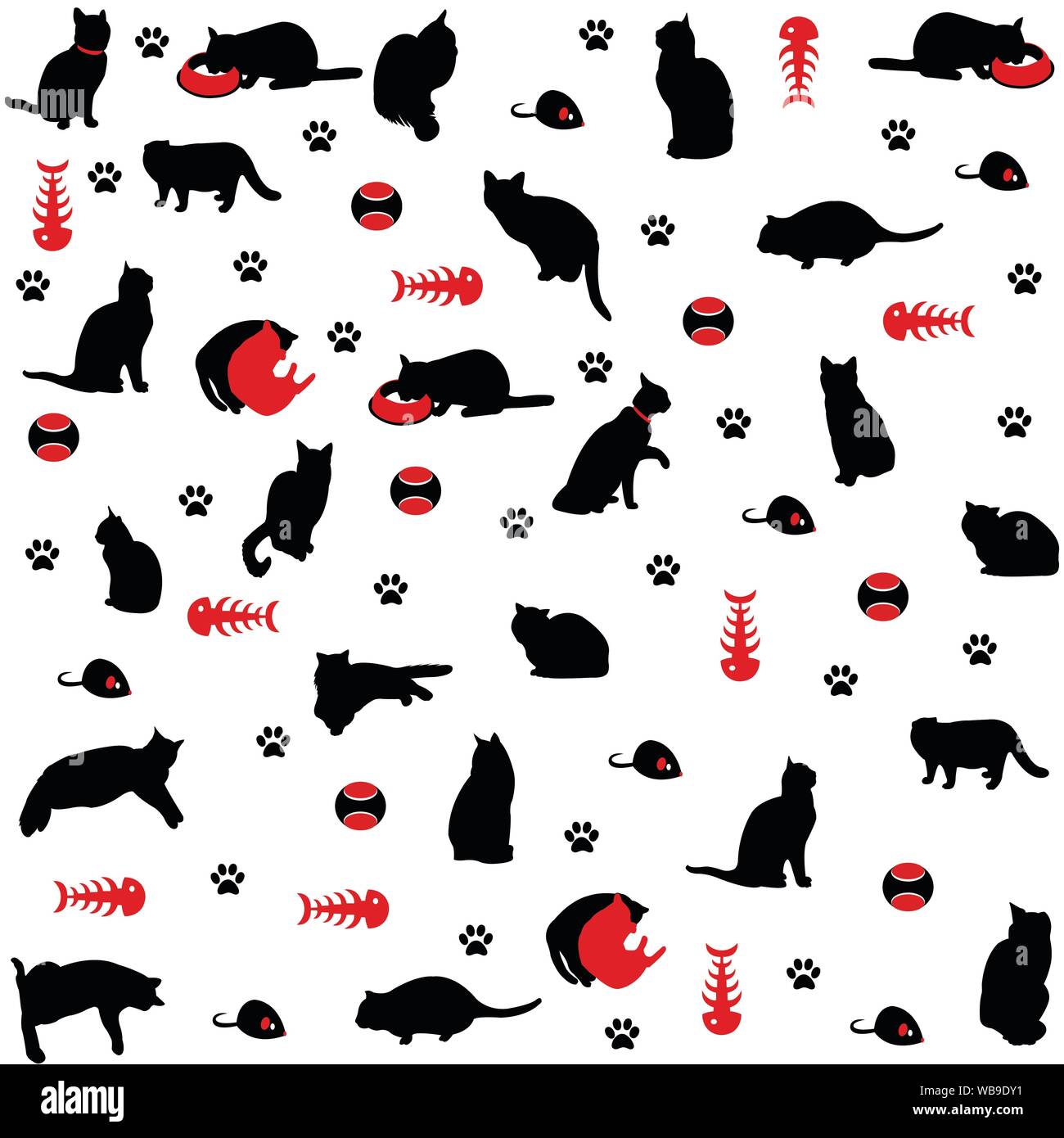 Modello senza giunture, cat figura icone Illustrazione Vettoriale