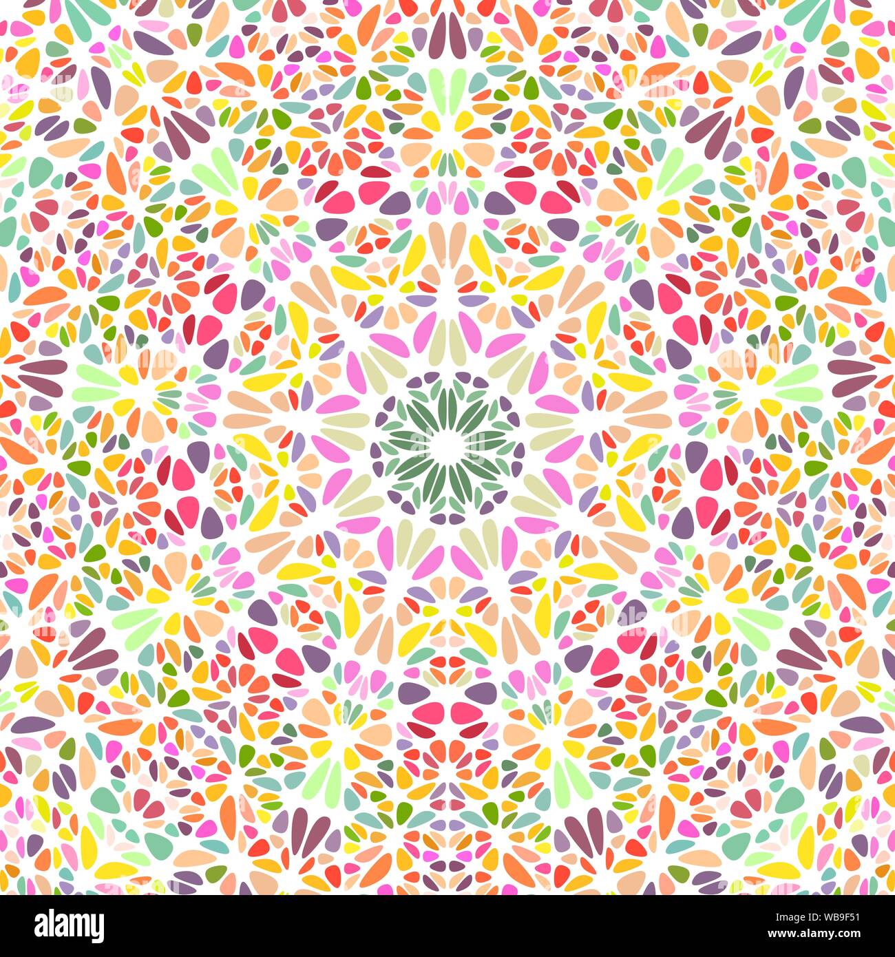 Geometrica petalo orientale ornamento mandala di sfondo - psichedelico astratto colorato disegno vettoriale Illustrazione Vettoriale