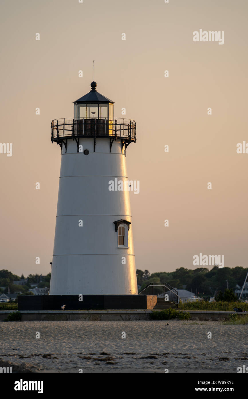 Edgartown Harbor luce e Cape Pogue luce in Martha's Vineyard Foto Stock