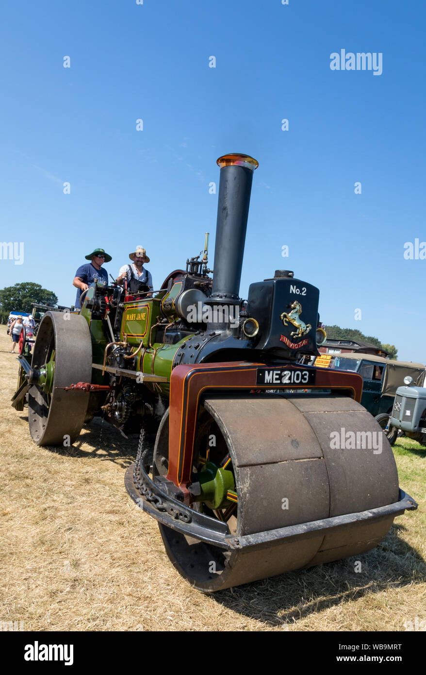 Hellingly, East Sussex Regno Unito. 25 ago 2019. Festival dei trasporti. Vintage trattori a vapore. Foto Stock