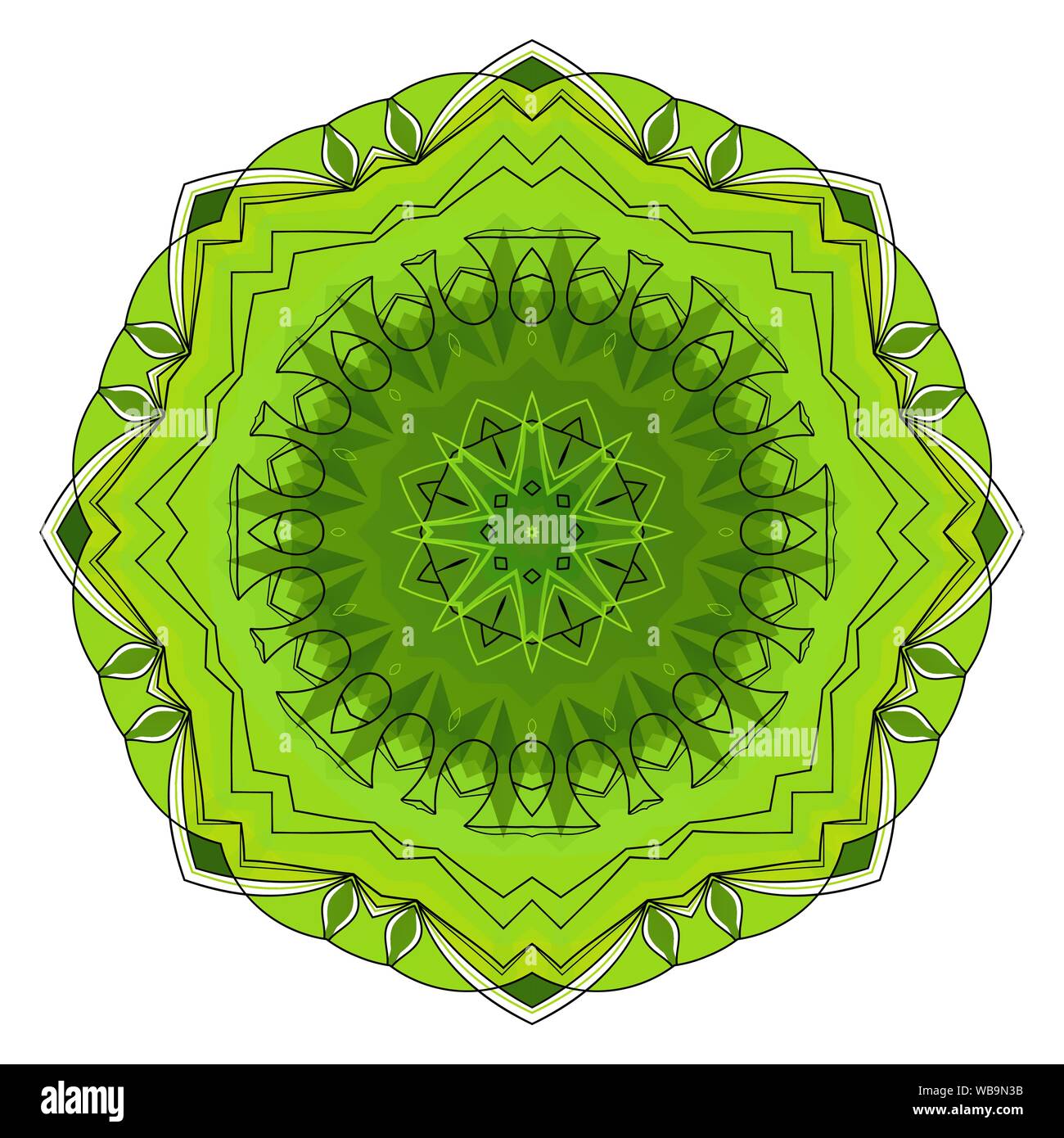 Verde ad otto punte mandala Illustrazione Vettoriale
