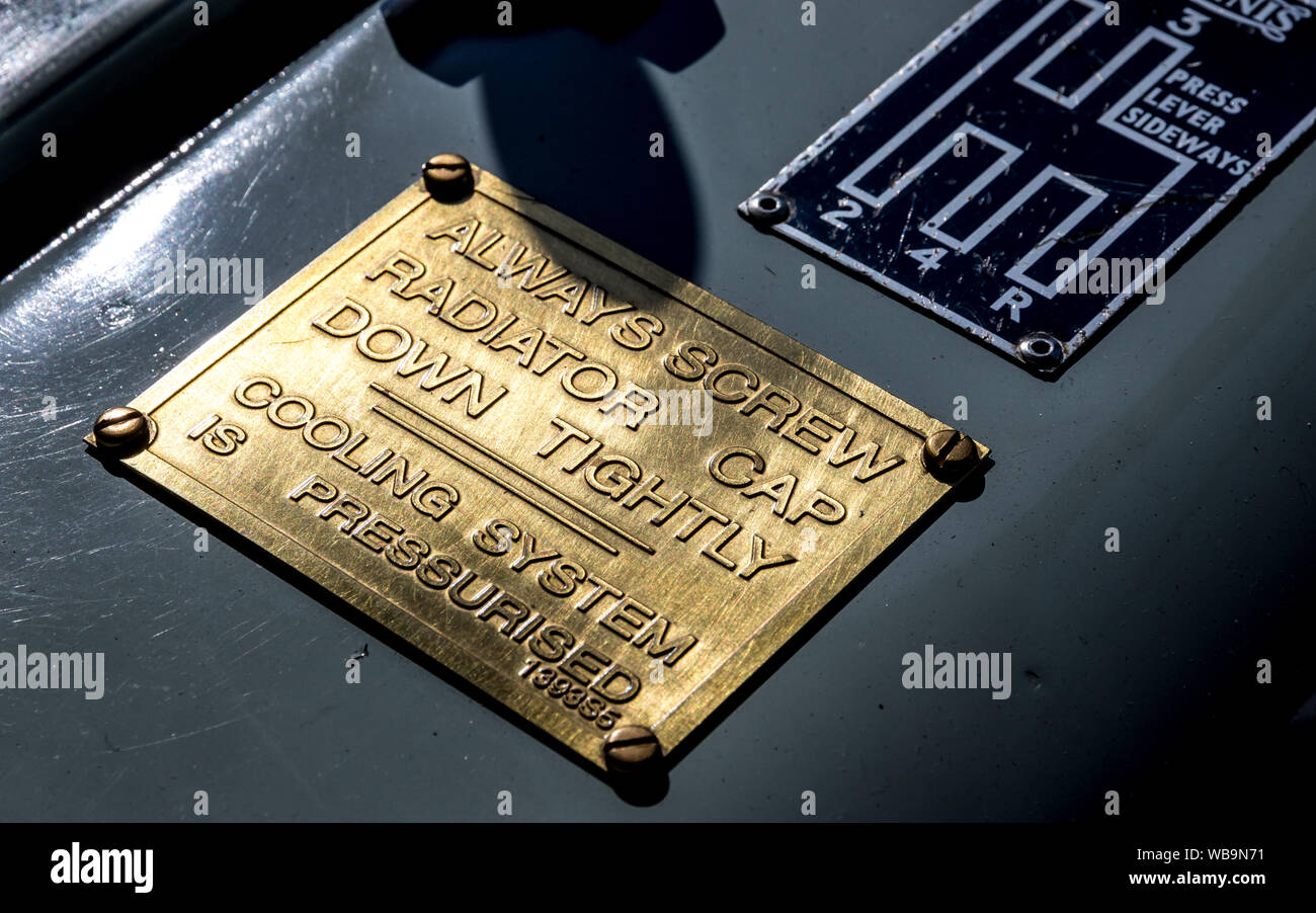 Hellingly, East Sussex Regno Unito. 25 ago 2019. Festival dei trasporti. Vintage servizio antincendio vehciels a questa banca vacanza. Foto Stock