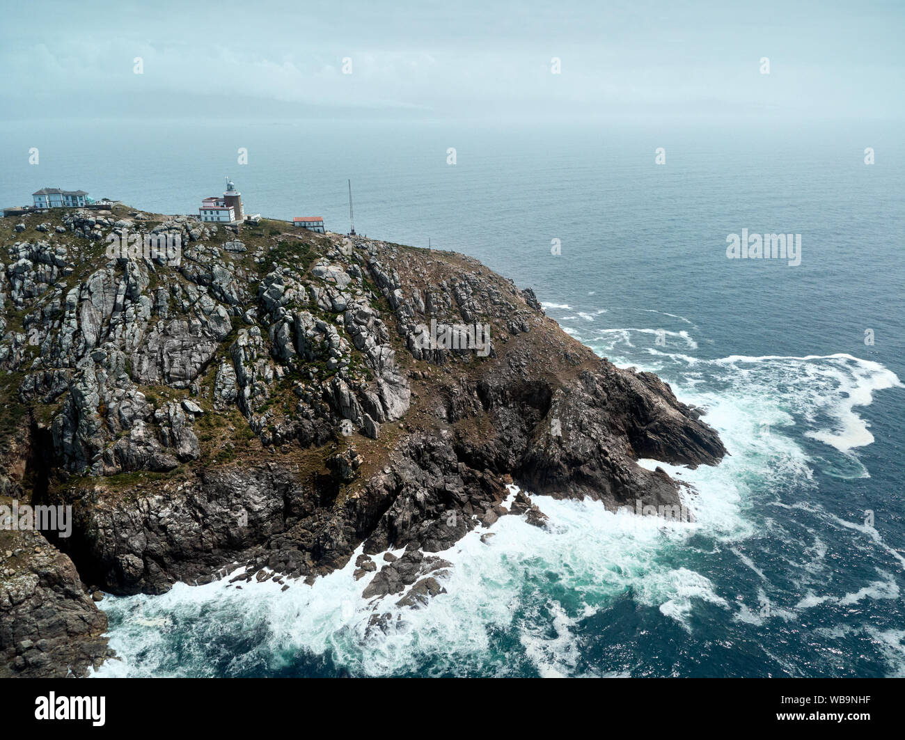 Faro in Finisterre o Fisterra Fine del Mondo Antico Foto Stock