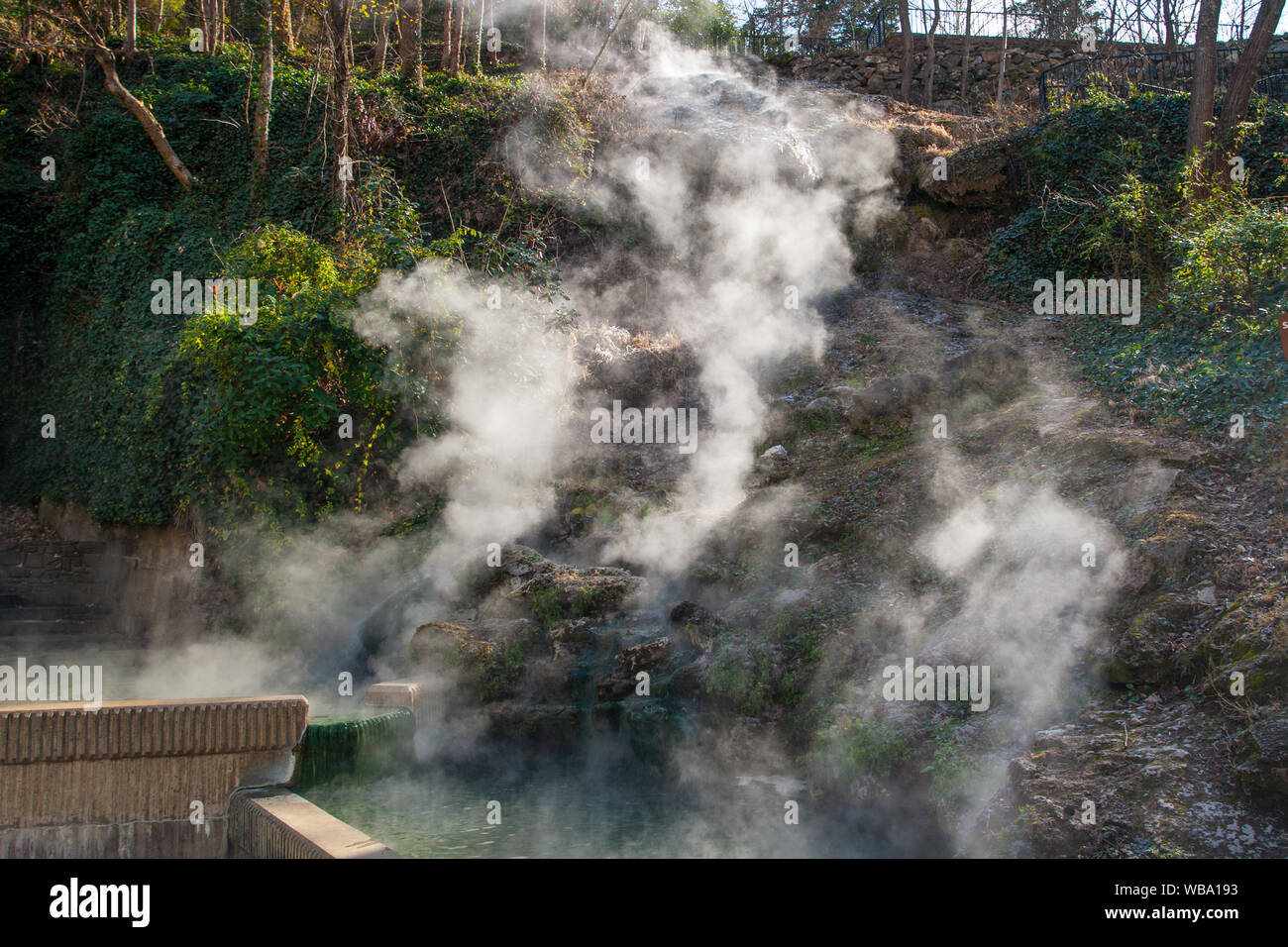 Acqua calda a cascata, Hot Springs, Parco Nazionale, Arkansas Foto Stock