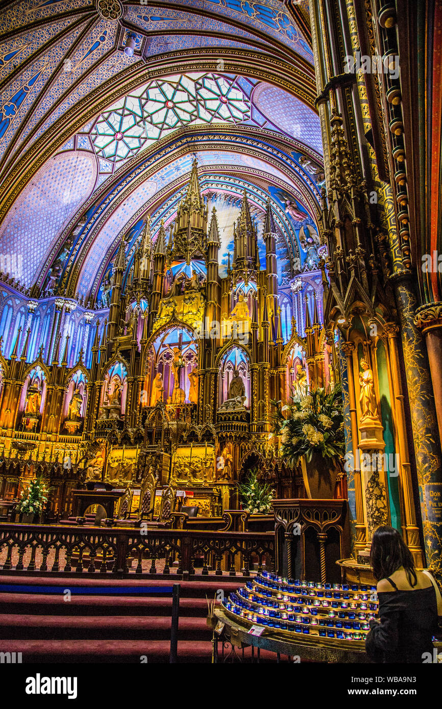 La cattedrale di Notre Dame a Montreal in Canada Foto Stock