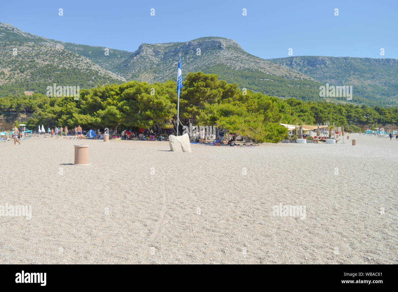La famosa spiaggia di ciottoli di Zlatni rat vicino a Bol, isola di Brac Foto Stock