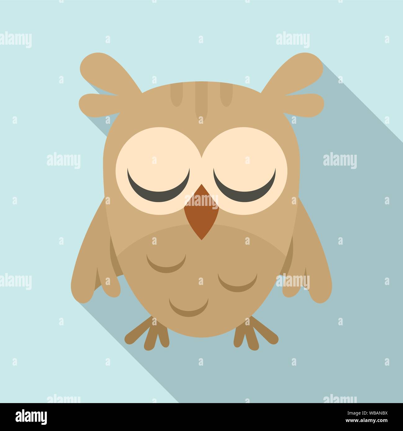 Sleeping owl icona. Illustrazione piana di dormire gufo icona vettoriali per il web design Illustrazione Vettoriale