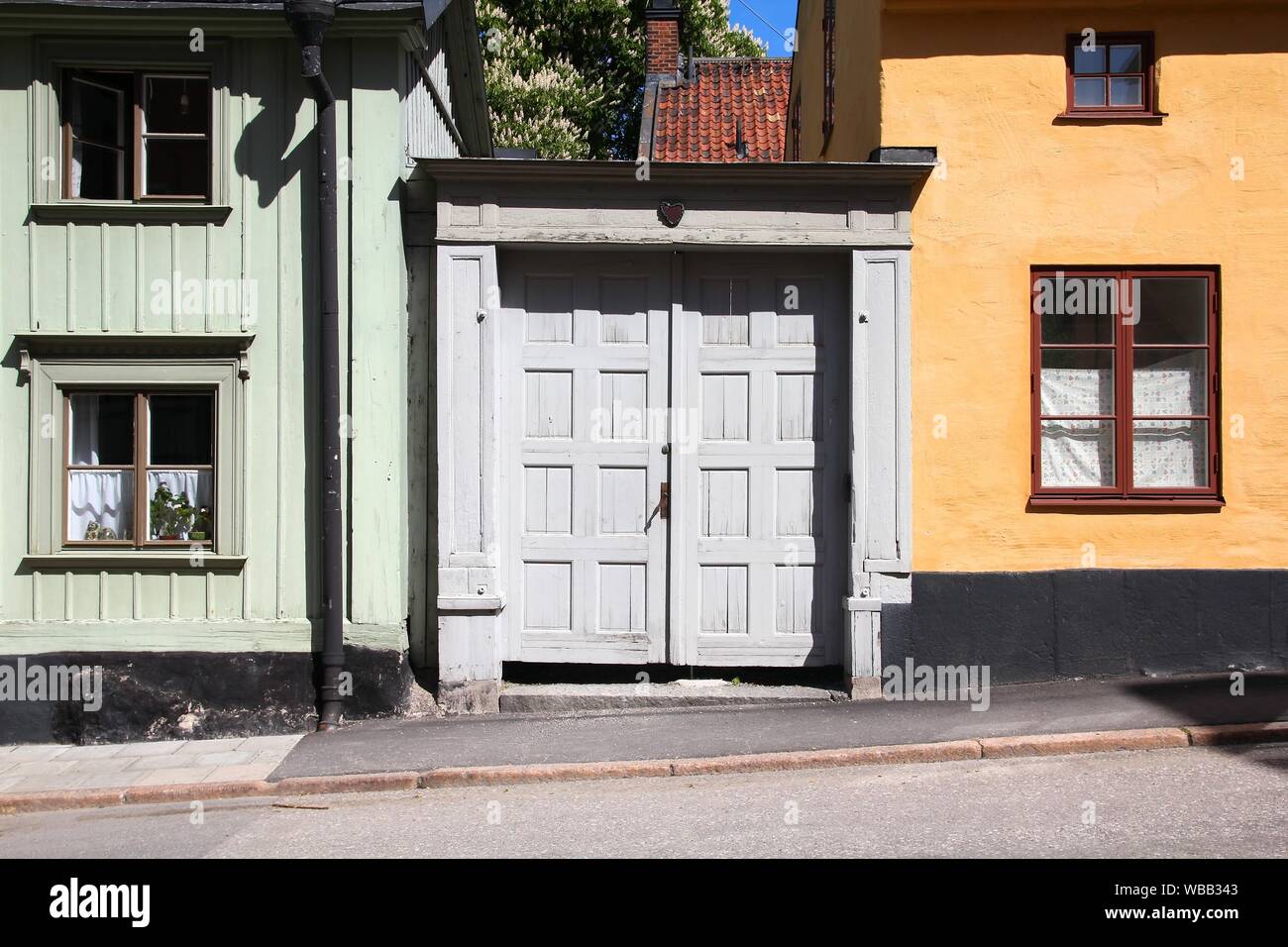 Stoccolma, Svezia. Vecchio, tipica architettura scandinava a Sodermalm isola. Foto Stock