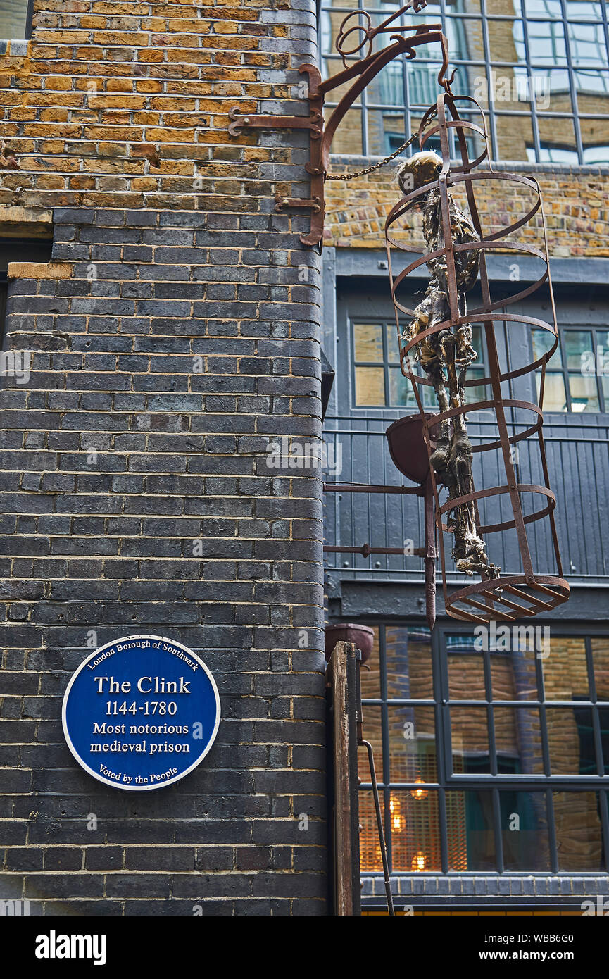 Il Clink, sito del famigerato Londra Medioevale nella prigione di Southwark, Londra Foto Stock